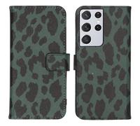 imoshion Design Softcase Bookcase pour Samsung Galaxy S21 Ultra - Green Leopard