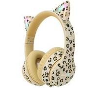 imoshion Casque enfants sans fil Éd. Spéciale – Oreilles chat LED limiteur décibels AUX – Léopard