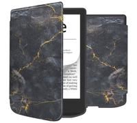 Étui de liseuse portefeuille Slim Soft Sleepcover Pocketbook Verse / Verse Pro / Vivlio Light / Light HD Black Marble