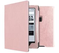 Coque pour Kobo Aura H2O Etui de liseuse portefeuille en cuir végan Rose dorée