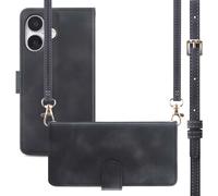imoshion Etui de télephone portefeuille avec cordon pour Apple iPhone 16 - Noir