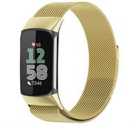 imoshion imoshion Bracelet magnétique milanais pour Fitbit Charge 5 Taille M Doré Dorée