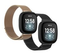 imoshion imoshion Bracelet milanais montre multipack Fitbit Versa 4 / 3 / Sense (2) Noir et Rose Noir
