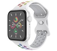 imoshion Bracelet Sport? en silicone pour Apple Watch | 44/45/46/49 mm - Taille S/M - White Rainbow