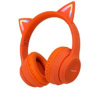 imoshion Casque sans fil pour enfants LED Light Cat Ear - Limiteur de décibels - Avec câble AUX - Orange