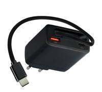 imoshion imoshion Chargeur GaN avec câble USB-C rétractable 65W USB-A + USB-C Noir Noir