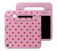 imoshion imoshion Coque arrière Kidsproof Design avec poignée pour iPad 11 (2025) 11 pouces A16 / iPad 10 (2022) 10.9 pouces Cœurs Rouges Rose