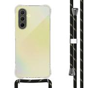 Coque arrière transparente avec cordon pour Samsung Galaxy A36 - Noir / Or