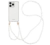 imoshion imoshion Coque avec dragonne + bracelet iPhone 15 Pro Perles Cœurs Transparent