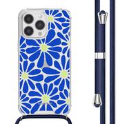 imoshion imoshion Coque Design avec cordon iPhone 13 Pro Max Cobalt Blue Flowers Connect Multicolore