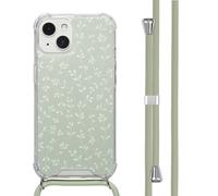 imoshion imoshion Coque Design avec cordon iPhone 13 Smoke Green Flowers Multicolore