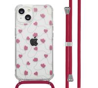 imoshion imoshion Coque Design avec cordon iPhone 14 Dusty Rose Connected Hearts Multicolore