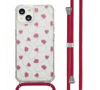 imoshion imoshion Coque Design avec cordon pour iPhone 14 Dusty Rose Connected Hearts Multicolore