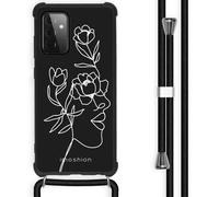 imoshion imoshion Coque Design avec cordon Samsung Galaxy A72 Woman Flower Black Blanc