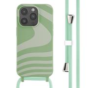 imoshion imoshion Coque design en silicone avec cordon iPhone 14 Pro Retro Green Vert