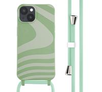 imoshion imoshion Coque design en silicone avec cordon iPhone 14 Retro Green Vert