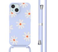 imoshion imoshion Coque design en silicone avec cordon iPhone 15 Lila Flower Distance Multicolore
