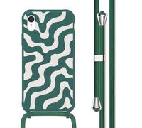 imoshion imoshion Coque design en silicone avec cordon iPhone Xr Petrol Green Groovy Multicolore