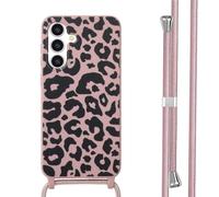Coque design en silicone avec cordon pour Samsung Galaxy A36 - Animal Pink