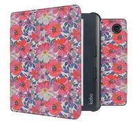 imoshion Design Slim Hard Case Sleepcover mit Stand für das Kobo Libra Colour - Flower Watercolor
