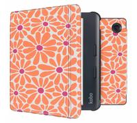 imoshion imoshion Design Slim Hard Sleepcover avec support Kobo Libra Colour Orange Flowers Connect Multicolore