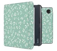 imoshion Design Slim Hard Case Sleepcover met stand voor de Kobo Libra Colour - Smoke Green Flowers