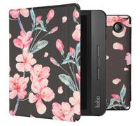 imoshion imoshion Design Slim Hard Sleepcover avec support Kobo Libra H2O Blossom Watercolor Black Multicolore