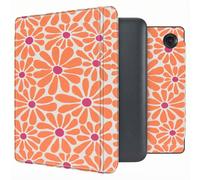 imoshion imoshion Design Slim Hard Sleepcover avec support pour Kobo Libra Colour Orange Flowers Connect Multicolore
