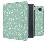 Design Slim Hard Sleepcover avec support pour Kobo Libra Colour - Smoke Green Flowers