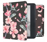 imoshion imoshion Design Slim Hard Sleepcover avec support pour Kobo Libra H2O Blossom Watercolor Black Multicolore