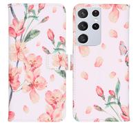 Coque pour Samsung Galaxy S21 Ultra Similicuir Aquarelle de fleurs