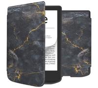 Étui de liseuse portefeuille Slim Soft Sleepcover Pocketbook Verse / Verse Pro / Vivlio Light / Light HD Black Marble
