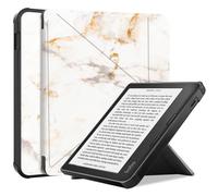 imoshion Étui de liseuse portefeuille design Pliable pour Kobo Libra 2 / Tolino Vision 6 - White Marble