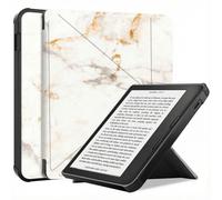 imoshion imoshion Étui de liseuse portefeuille design Pliable pour Kobo Libra 2 / Tolino Vision 6 White Marble Blanc