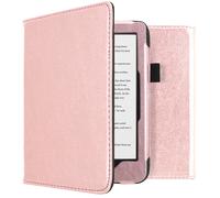 Coque pour Kobo Clara HD Etui de liseuse portefeuille en cuir végan Rose dorée