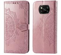 Coque Compatible Xiaomi Poco X3 Etui Compatible de téléphone portefeuille Mandala Cuir artificiel Rose
