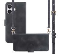 imoshion imoshion Etui de télephone portefeuille avec cordon iPhone 16 Noir Noir