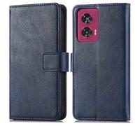 Coque pour Motorola Edge 50 Fusion Similicuir Bleu foncé