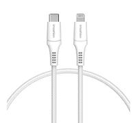 imoshion imoshion Lightning naar USB-C kabel Non-MFi Gevlochten textiel 1 meter Blanc Blanc