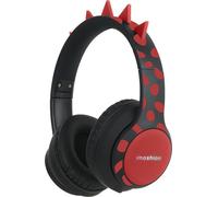 imoshion Kids Dino Bluetooth Headphones - Casque pour enfants avec limiteur de décibels - Casque sans fil + câble AUX - Noir / Rouge