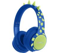 imoshion Kids Dino Bluetooth Headphones - Casque pour enfants avec limiteur de décibels - Casque sans fil + câble AUX - Cobalt Blue / Lime