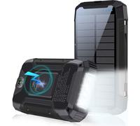 imoshion Solar Powerbank - Batterie externe sans fil alimentée par l'énergie solaire - Charge rapide et fourniture d'énergie - 30 000 mAh - Noir
