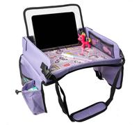 imoshion Table de voyage - porte-tablette voiture - 7 compartiments de rangement - comprend 2 pages de coloriage - Violet