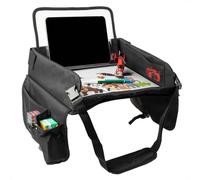 imoshion Table de voyage - porte-tablette voiture - 7 compartiments de rangement - comprend 2 pages de coloriage - Noir