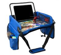imoshion table de voyage - support de tablette voiture - 7 compartiments de rangement - 2 coloriages inclus - Bleu