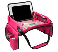 imoshion table de voyage - support de tablette voiture - 7 compartiments de rangement - 2 coloriages inclus - Rose