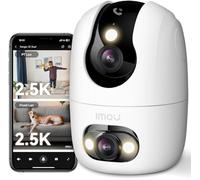 Imou 4K(4MP+4MP) Caméra Surveillance WiFi Intérieur Double Objectif, WiFi 2,4G/5GHz, Vision Nocturne Couleur, Détection de Personnes/Animaux, Suivi Automatique, Compatible Alexa pour Bébé/Chien/Maison