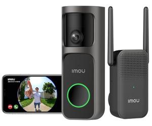 Imou 4MP Panoramic Doorbell DB3 KIT, Sonnette Vidéo 2K+ WiFi avec Carillon, Vision Nocturne 4MP 5m, Détection de Colis par AI Alerte App, Vue Panoramique de la Tête aux Pieds, Audio Bidirectionnel