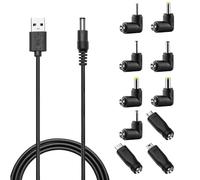 Imoumou Câble de charge universel USB vers DC 5,5 x 2,1 mm avec 10 ports pour routeur, mini ventilateur, haut-parleur, appareil photo, smartphone Mini USB, bloc d'alimentation USB C 3,0 x 1,1, 2,5 x