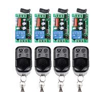 Imoumou Interrupteur sans fil 10 A Sortie relais 220 V 4 canaux Récepteur avec 4 télécommandes Module émetteur manuel ON OFF Moteur Interrupteur radio